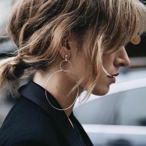 ✨ MAKE OFFER ✨ DOUBLE CIRCLE STATEMENT EARR…